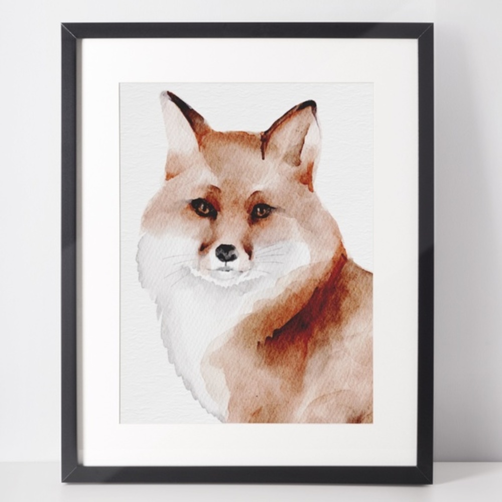 Watercolor Fox Portrait Wall Art Print Poster Unframed - Picture 1 of 15